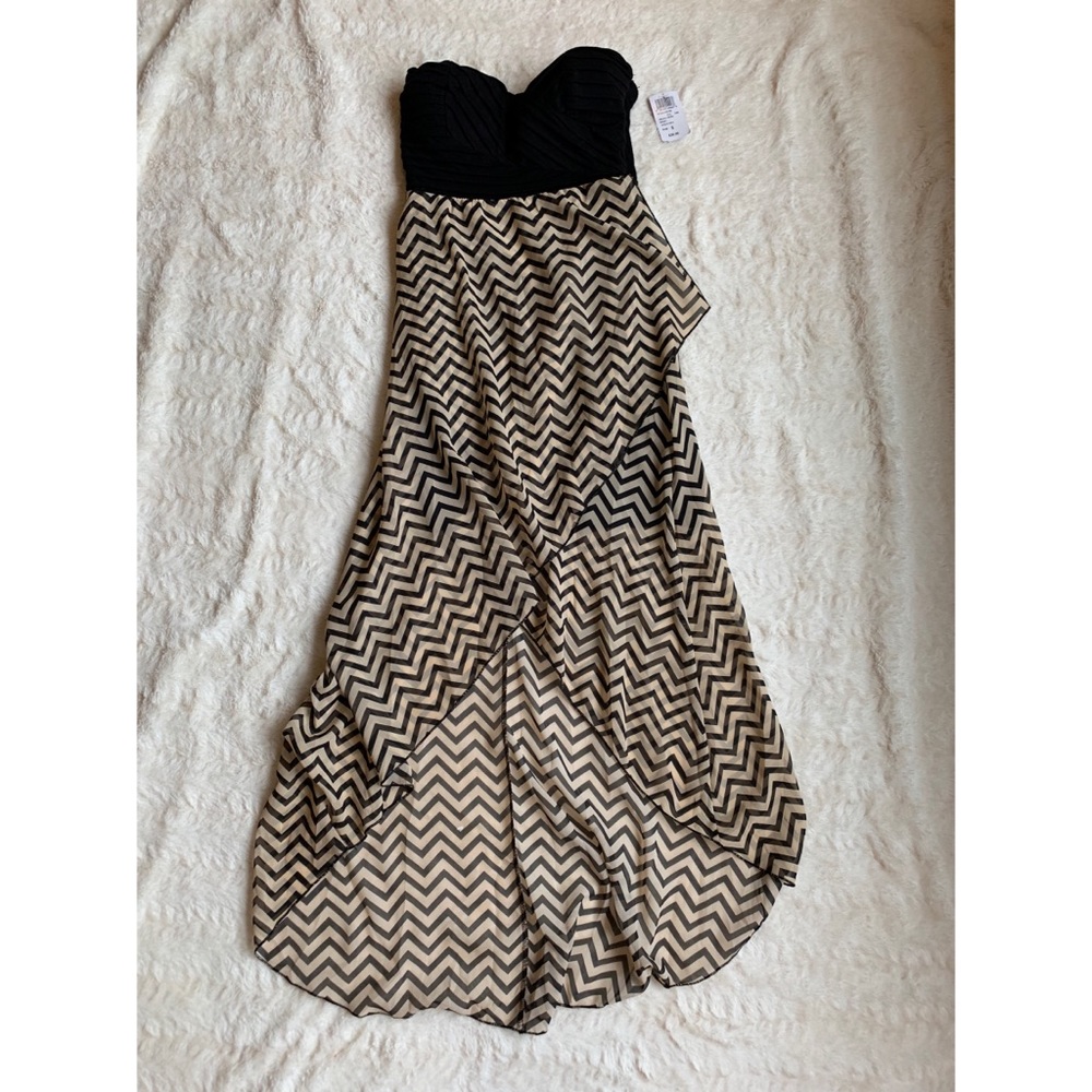 Windsor Black and Khaki Sweetheart High Low Dress
